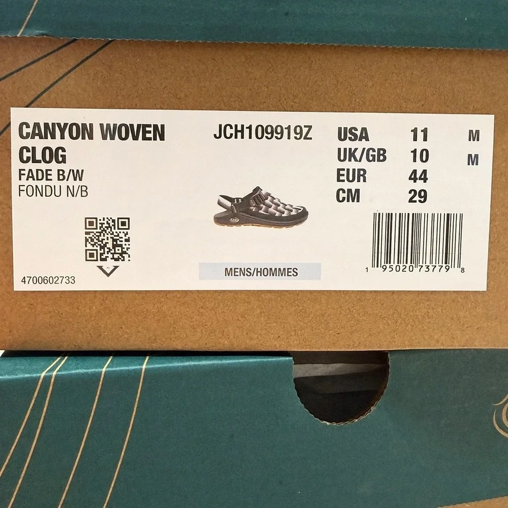 Chaco Canyon Woven Clog Sandals - NWT Mens Size 11 Fade B/W - #49391-CL1